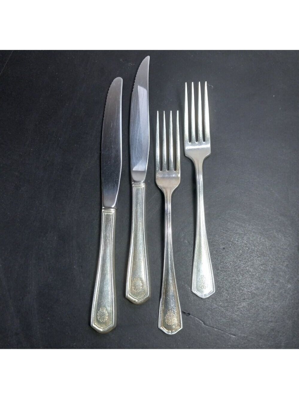 Canadian Armed Forces Vintage Flatware Lot Silver Plated Oneida 2 Forks 2 Knives